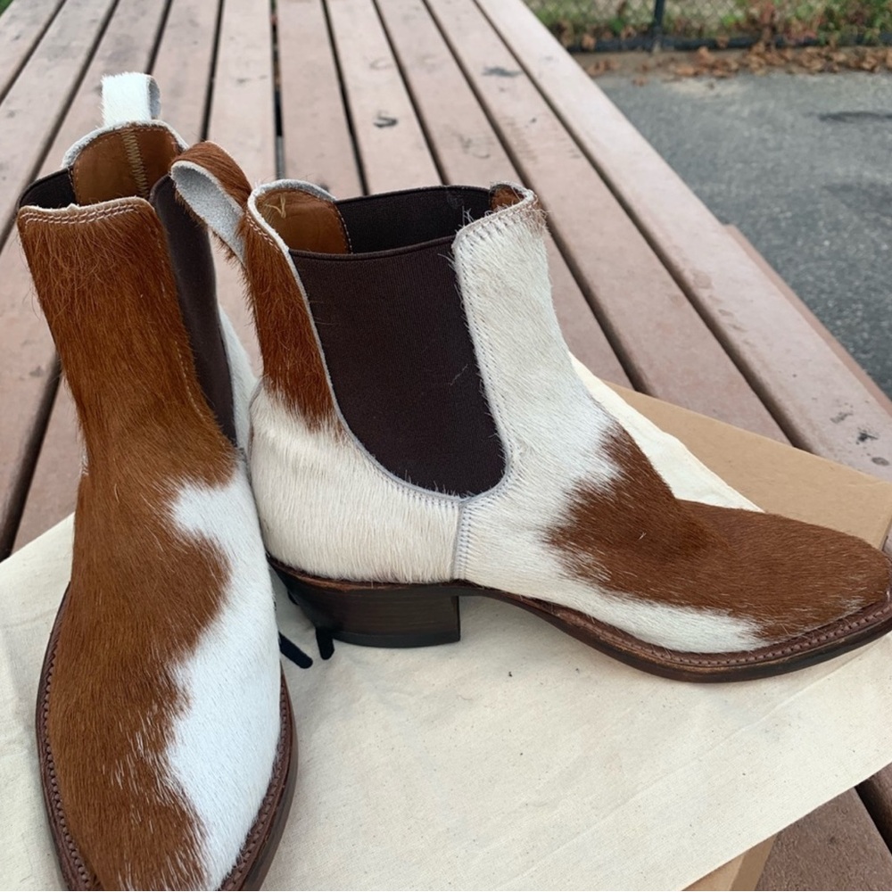 Ralph Lauren Double RL Brown and White Women's Hair on Hide Boots - Picture 7 of 10